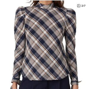 Veronica Beard Isabel Plaid Blouse Size 14